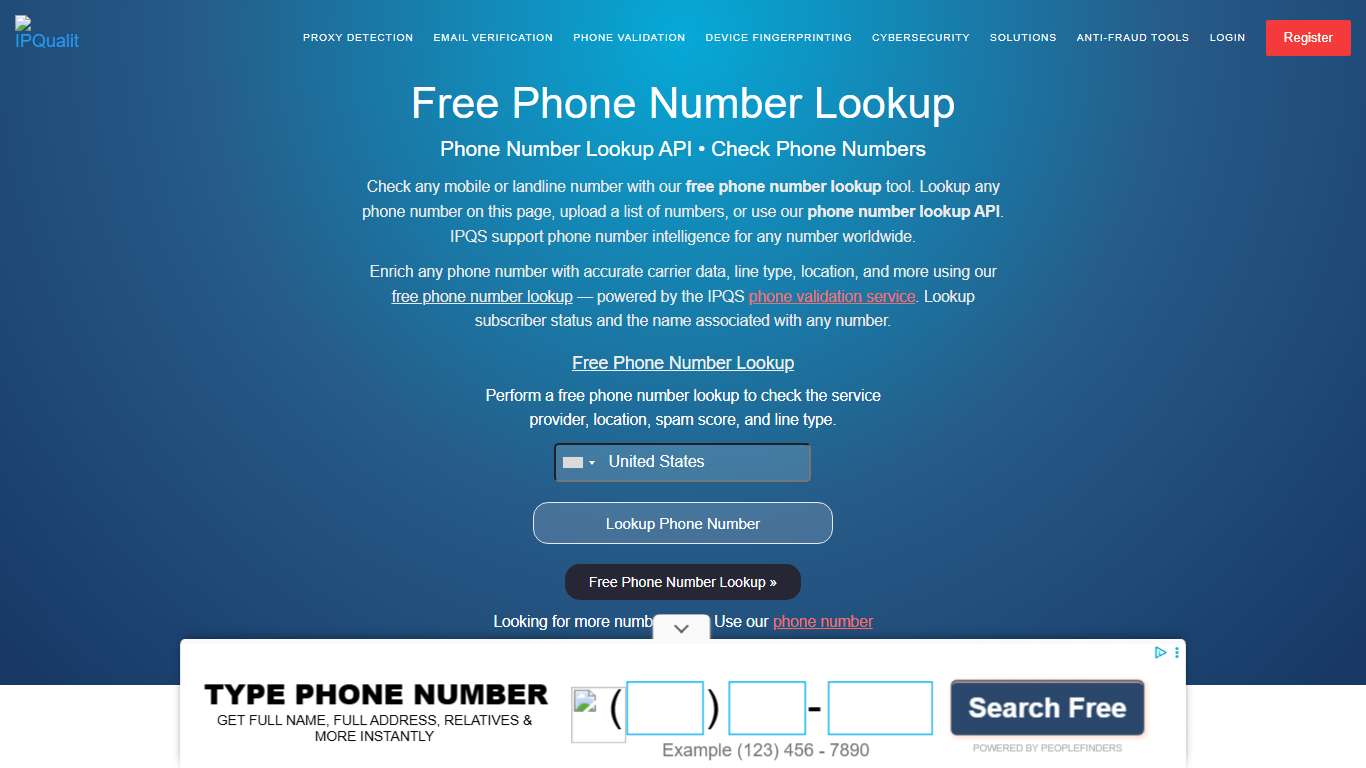 Free Phone Number Lookup Tool | Phone Number Lookup API
